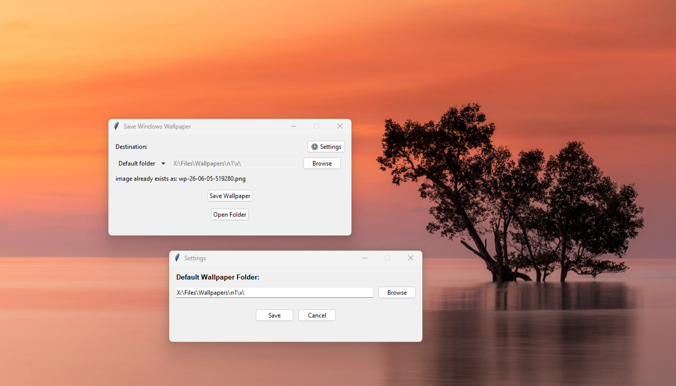 Save Windows 11 Wallpaper GUI screenshot